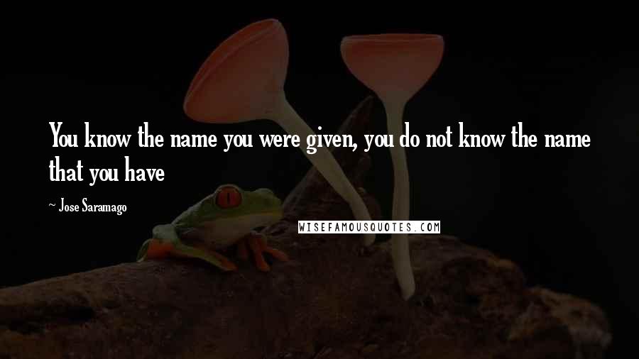 Jose Saramago Quotes: You know the name you were given, you do not know the name that you have