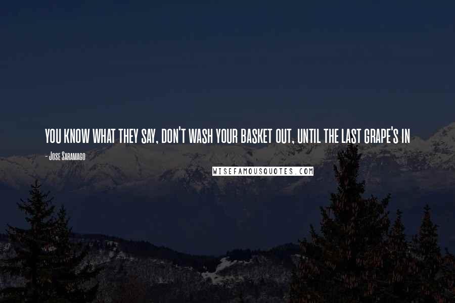 Jose Saramago Quotes: you know what they say, don't wash your basket out, until the last grape's in