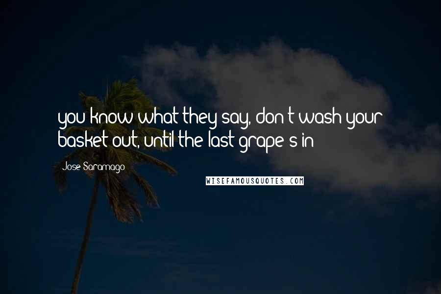 Jose Saramago Quotes: you know what they say, don't wash your basket out, until the last grape's in