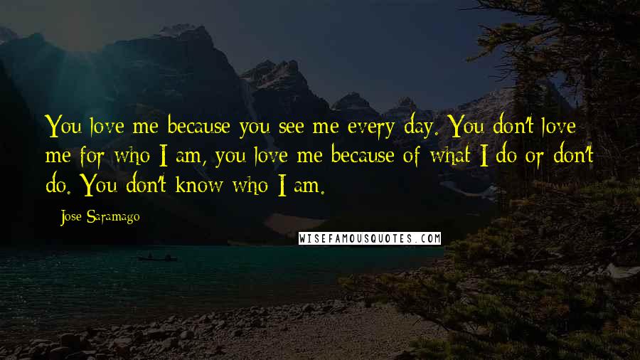 Jose Saramago Quotes: You love me because you see me every day. You don't love me for who I am, you love me because of what I do or don't do. You don't know who I am.