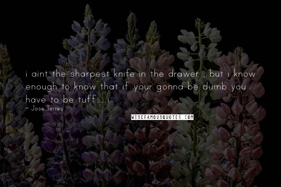 Jose Torres Quotes: i aint the sharpest knife in the drawer , but i know enough to know that if your gonna be dumb you have to be tuff... i