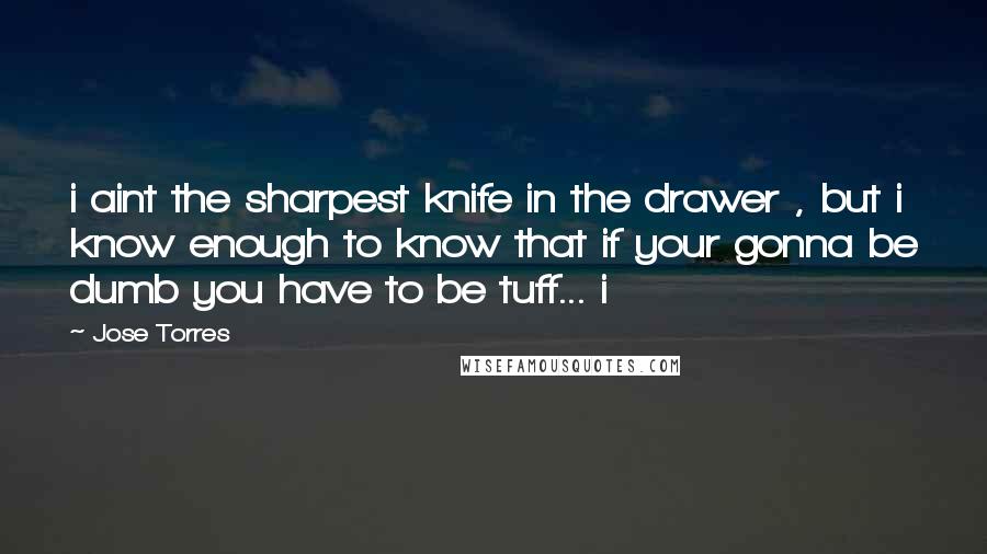 Jose Torres Quotes: i aint the sharpest knife in the drawer , but i know enough to know that if your gonna be dumb you have to be tuff... i