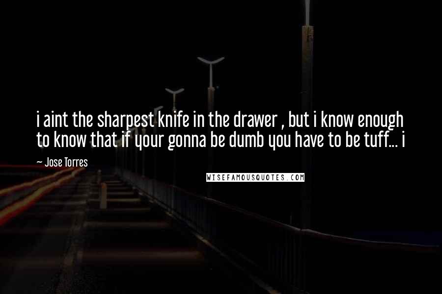 Jose Torres Quotes: i aint the sharpest knife in the drawer , but i know enough to know that if your gonna be dumb you have to be tuff... i