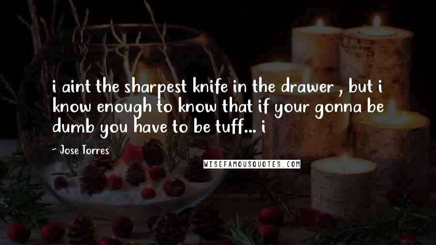 Jose Torres Quotes: i aint the sharpest knife in the drawer , but i know enough to know that if your gonna be dumb you have to be tuff... i