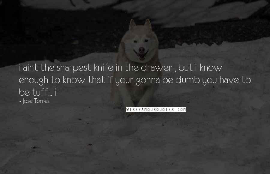 Jose Torres Quotes: i aint the sharpest knife in the drawer , but i know enough to know that if your gonna be dumb you have to be tuff... i