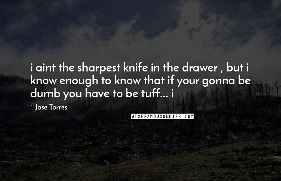 Jose Torres Quotes: i aint the sharpest knife in the drawer , but i know enough to know that if your gonna be dumb you have to be tuff... i