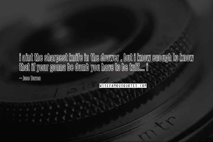 Jose Torres Quotes: i aint the sharpest knife in the drawer , but i know enough to know that if your gonna be dumb you have to be tuff... i