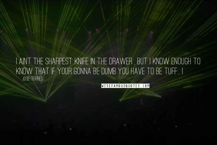 Jose Torres Quotes: i aint the sharpest knife in the drawer , but i know enough to know that if your gonna be dumb you have to be tuff... i