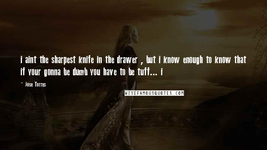 Jose Torres Quotes: i aint the sharpest knife in the drawer , but i know enough to know that if your gonna be dumb you have to be tuff... i