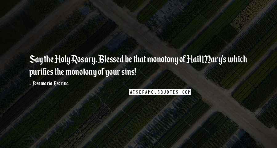 Josemaria Escriva Quotes: Say the Holy Rosary. Blessed be that monotony of Hail Mary's which purifies the monotony of your sins!