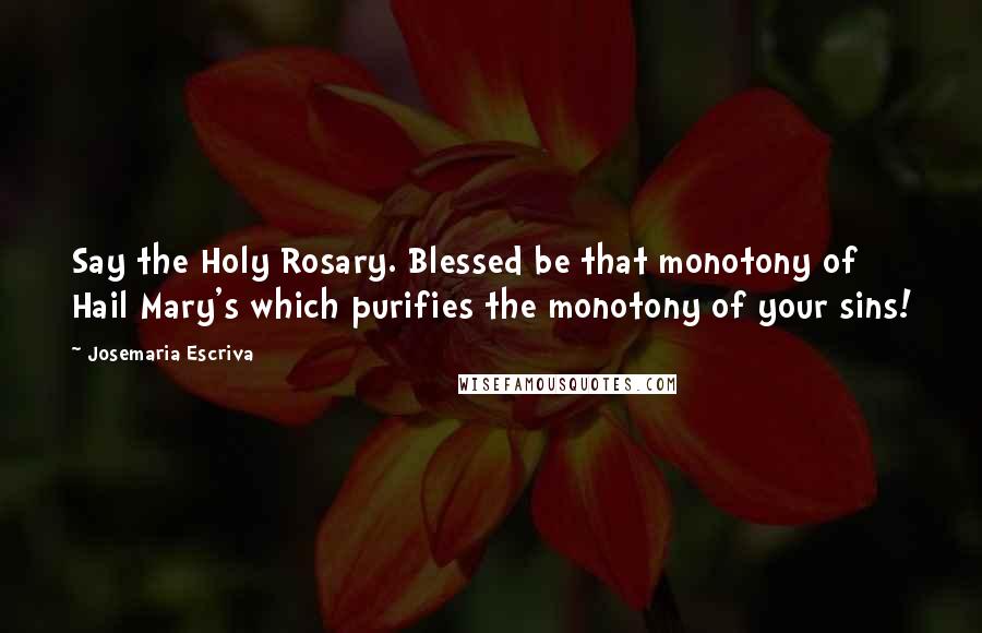 Josemaria Escriva Quotes: Say the Holy Rosary. Blessed be that monotony of Hail Mary's which purifies the monotony of your sins!
