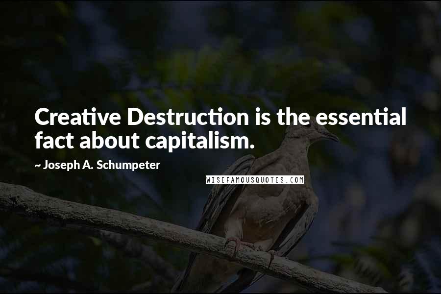 Joseph A. Schumpeter Quotes: Creative Destruction is the essential fact about capitalism.