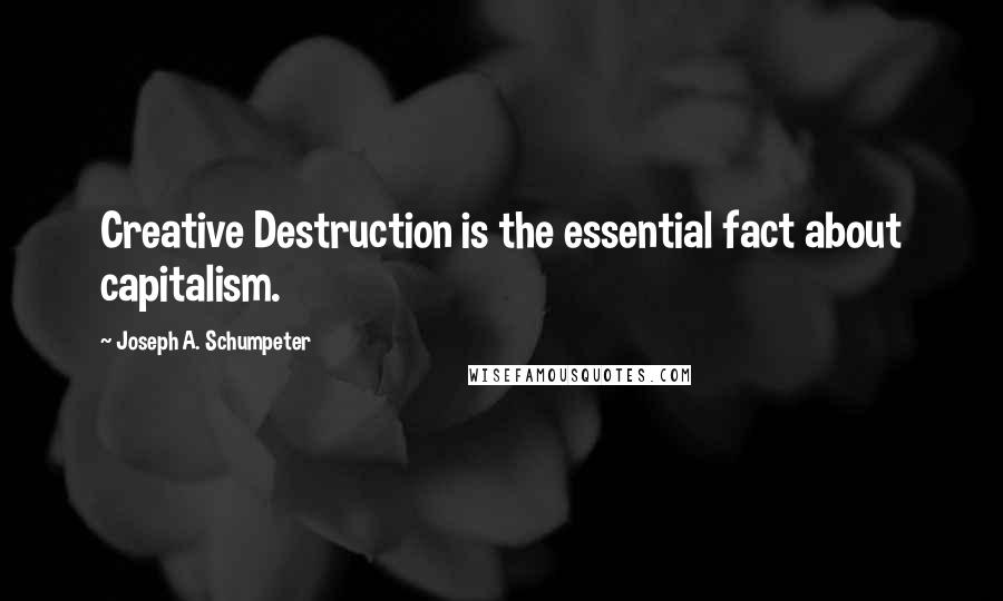 Joseph A. Schumpeter Quotes: Creative Destruction is the essential fact about capitalism.