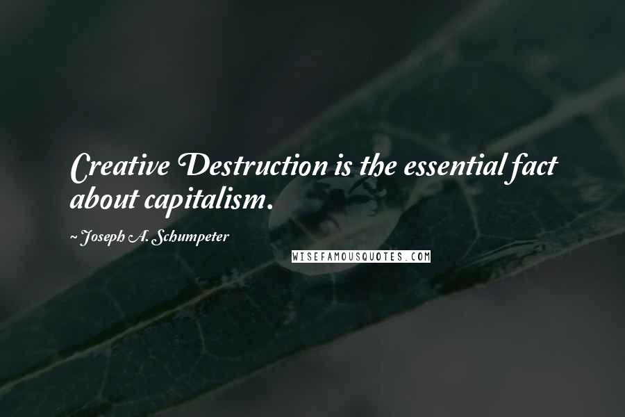 Joseph A. Schumpeter Quotes: Creative Destruction is the essential fact about capitalism.