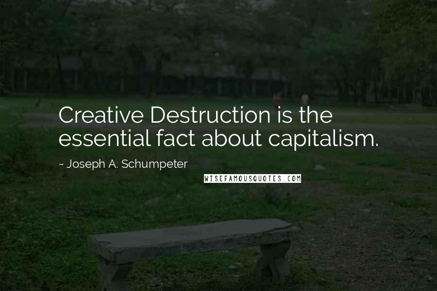 Joseph A. Schumpeter Quotes: Creative Destruction is the essential fact about capitalism.