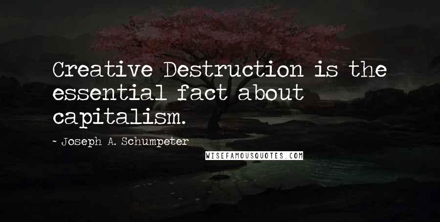 Joseph A. Schumpeter Quotes: Creative Destruction is the essential fact about capitalism.