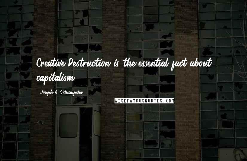 Joseph A. Schumpeter Quotes: Creative Destruction is the essential fact about capitalism.