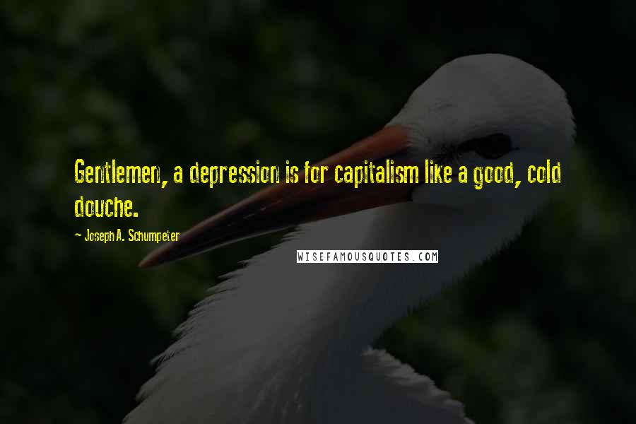 Joseph A. Schumpeter Quotes: Gentlemen, a depression is for capitalism like a good, cold douche.