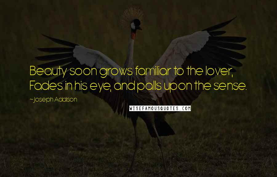 Joseph Addison Quotes: Beauty soon grows familiar to the lover, Fades in his eye, and palls upon the sense.