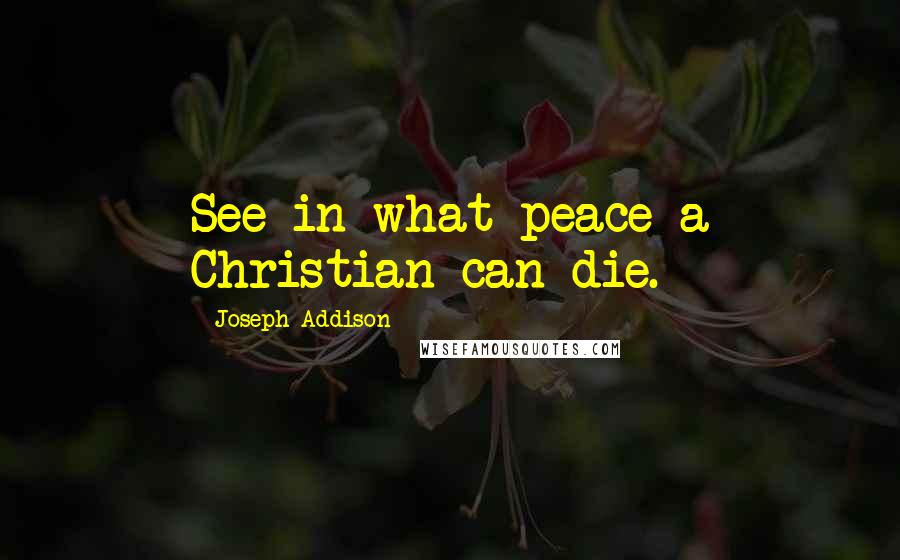 Joseph Addison Quotes: See in what peace a Christian can die.