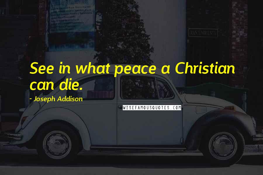 Joseph Addison Quotes: See in what peace a Christian can die.