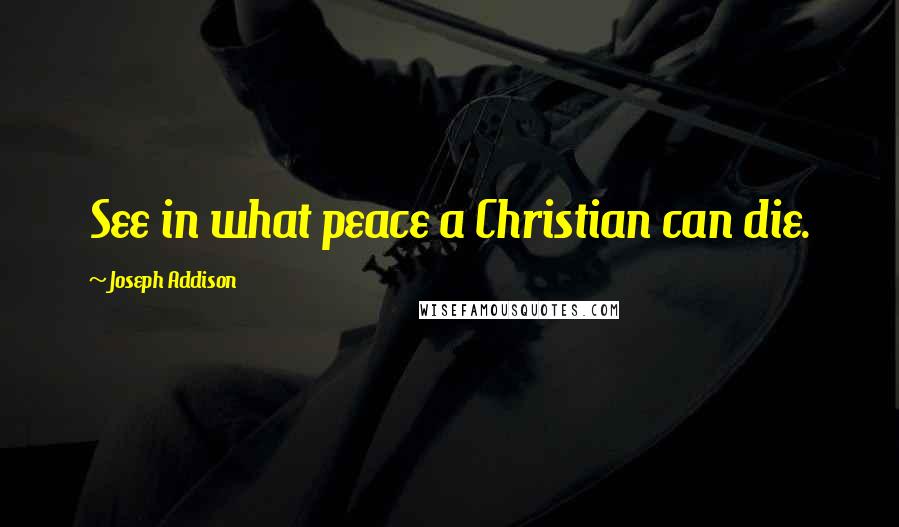 Joseph Addison Quotes: See in what peace a Christian can die.