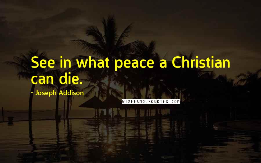 Joseph Addison Quotes: See in what peace a Christian can die.