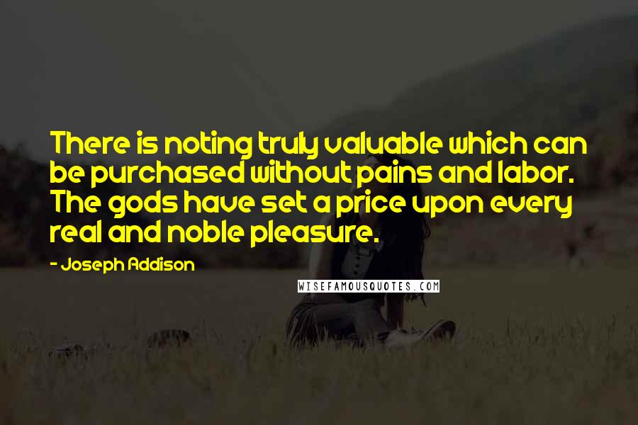 Joseph Addison Quotes: There is noting truly valuable which can be purchased without pains and labor. The gods have set a price upon every real and noble pleasure.