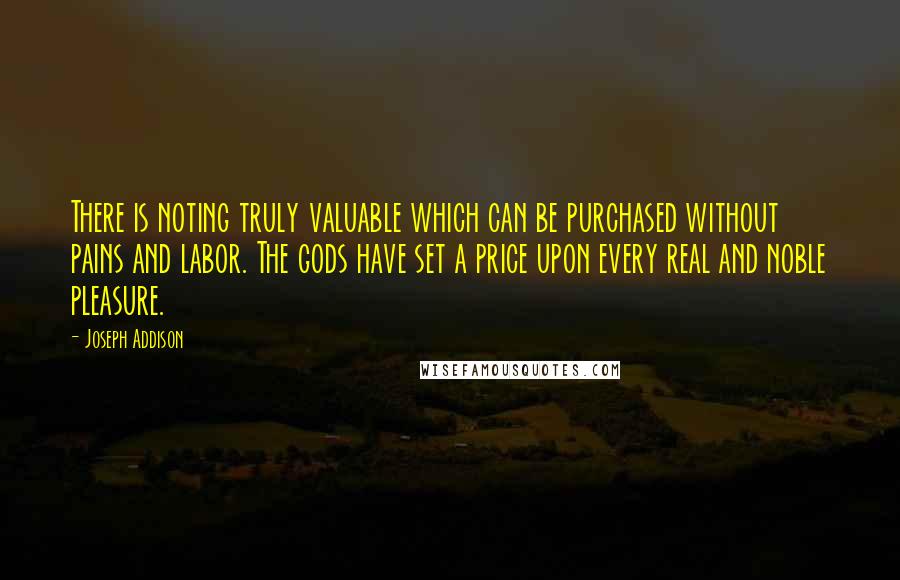 Joseph Addison Quotes: There is noting truly valuable which can be purchased without pains and labor. The gods have set a price upon every real and noble pleasure.