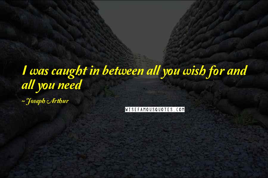 Joseph Arthur Quotes: I was caught in between all you wish for and all you need
