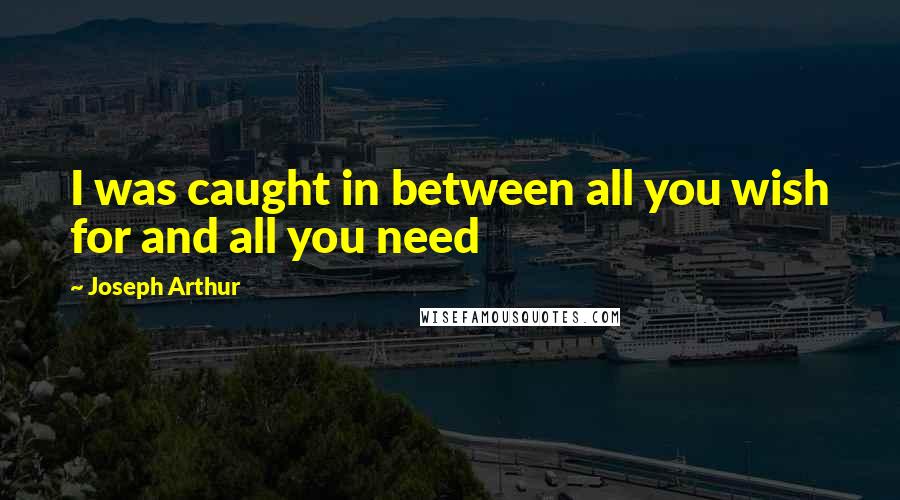 Joseph Arthur Quotes: I was caught in between all you wish for and all you need