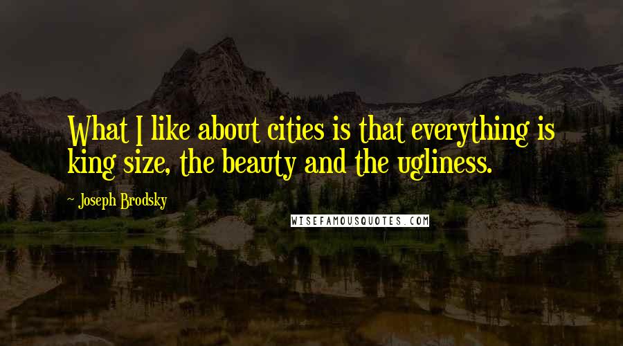 Joseph Brodsky Quotes: What I like about cities is that everything is king size, the beauty and the ugliness.