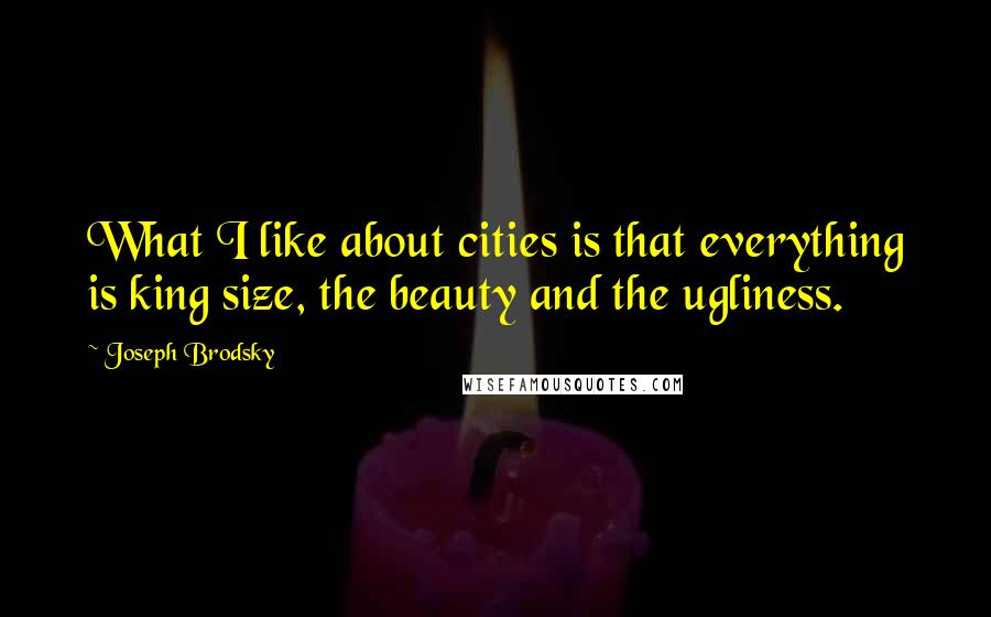 Joseph Brodsky Quotes: What I like about cities is that everything is king size, the beauty and the ugliness.