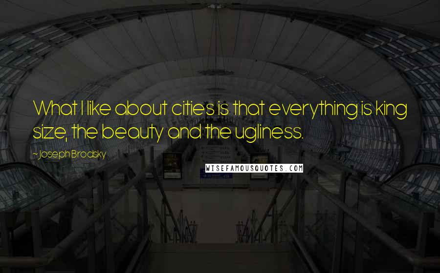 Joseph Brodsky Quotes: What I like about cities is that everything is king size, the beauty and the ugliness.