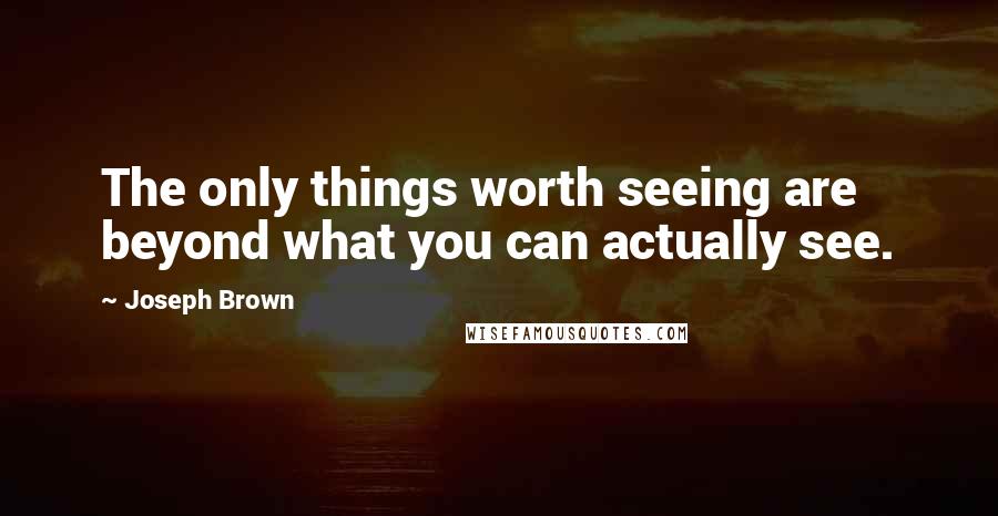 Joseph Brown Quotes: The only things worth seeing are beyond what you can actually see.