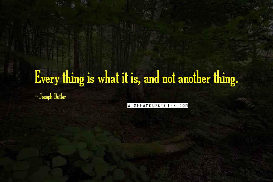 Joseph Butler Quotes: Every thing is what it is, and not another thing.