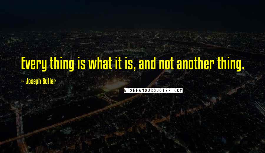 Joseph Butler Quotes: Every thing is what it is, and not another thing.