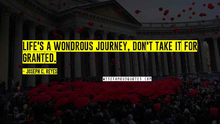 Joseph C. Reyes Quotes: Life's a wondrous journey, don't take it for granted.