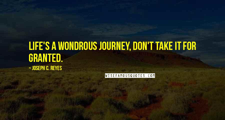 Joseph C. Reyes Quotes: Life's a wondrous journey, don't take it for granted.