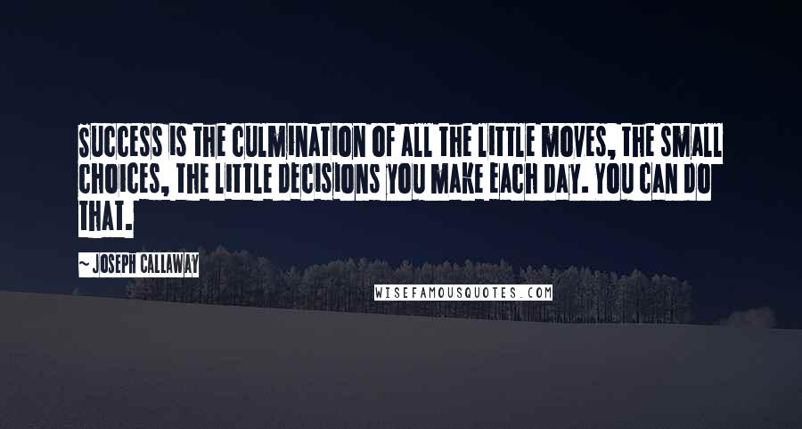 Joseph Callaway Quotes: Success is the culmination of all the little moves, the small choices, the little decisions you make each day. You can do that.