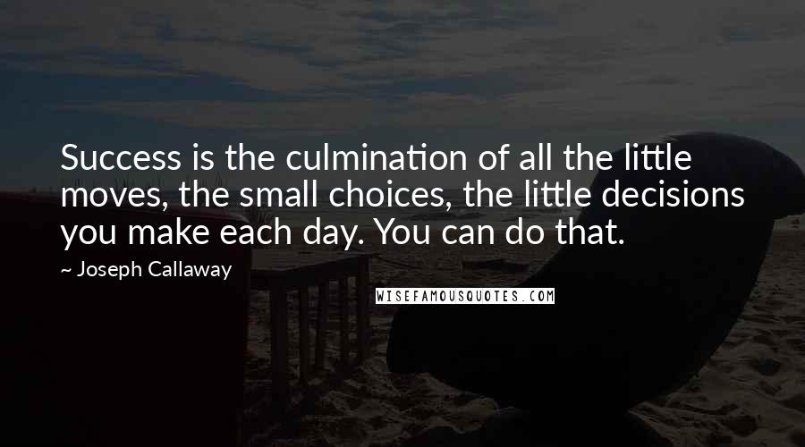 Joseph Callaway Quotes: Success is the culmination of all the little moves, the small choices, the little decisions you make each day. You can do that.