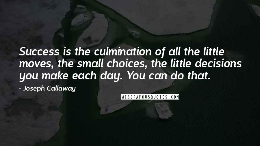 Joseph Callaway Quotes: Success is the culmination of all the little moves, the small choices, the little decisions you make each day. You can do that.