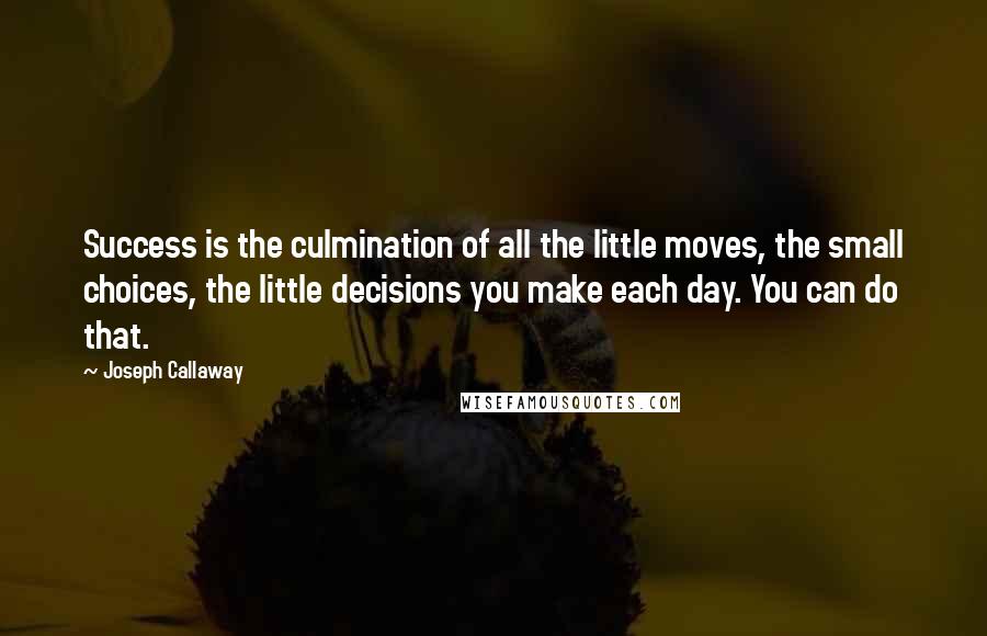 Joseph Callaway Quotes: Success is the culmination of all the little moves, the small choices, the little decisions you make each day. You can do that.