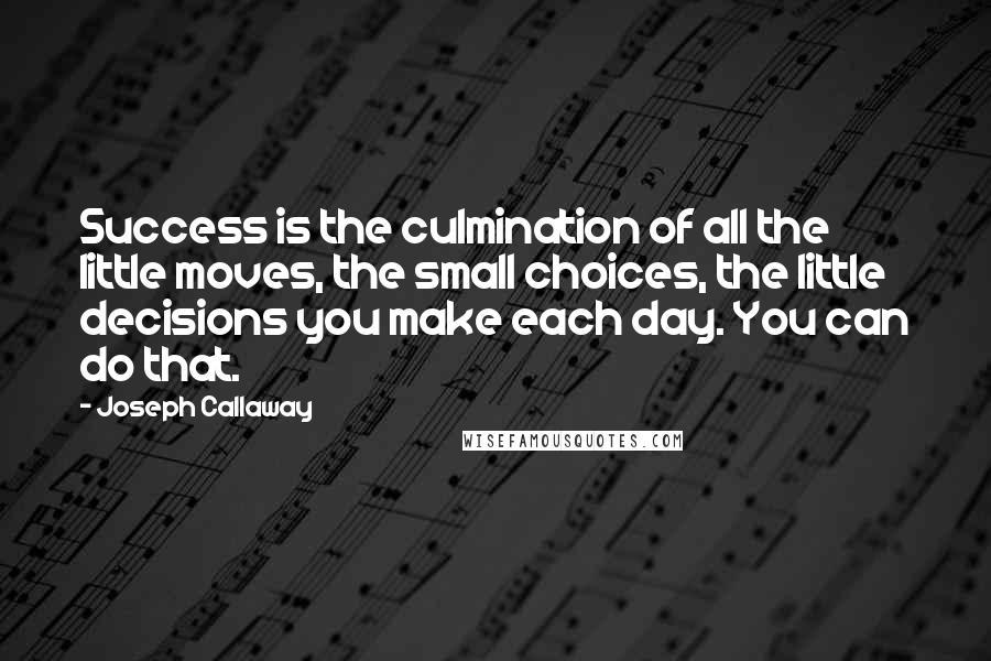 Joseph Callaway Quotes: Success is the culmination of all the little moves, the small choices, the little decisions you make each day. You can do that.