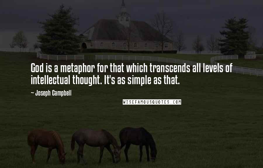 Joseph Campbell Quotes: God is a metaphor for that which transcends all levels of intellectual thought. It's as simple as that.