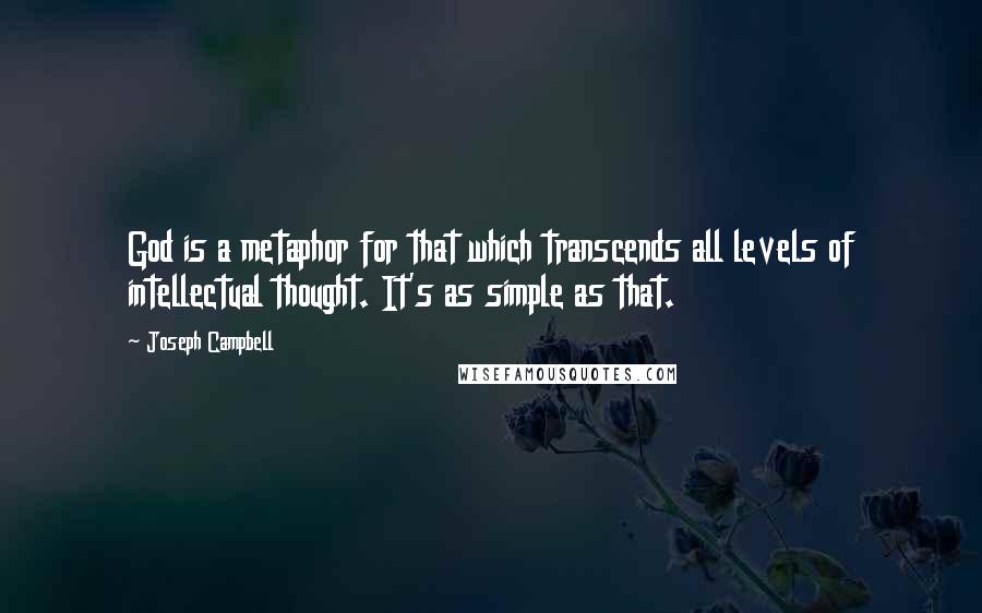 Joseph Campbell Quotes: God is a metaphor for that which transcends all levels of intellectual thought. It's as simple as that.