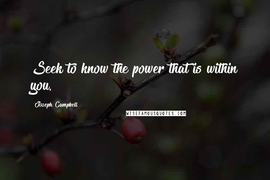 Joseph Campbell Quotes: Seek to know the power that is within you.