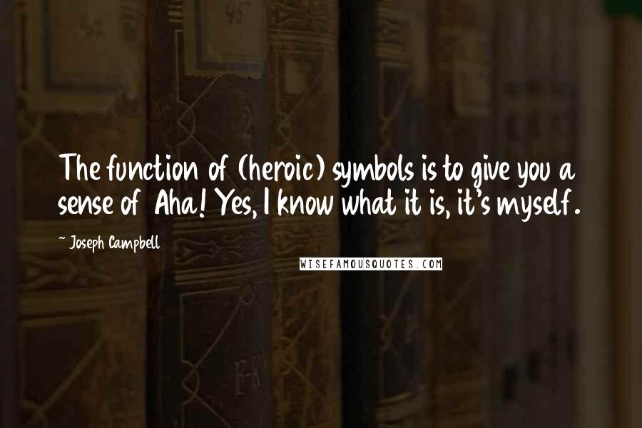 Joseph Campbell Quotes: The function of (heroic) symbols is to give you a sense of Aha! Yes, I know what it is, it's myself.