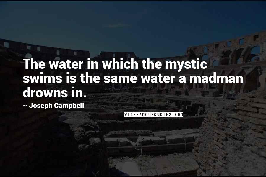 Joseph Campbell Quotes: The water in which the mystic swims is the same water a madman drowns in.