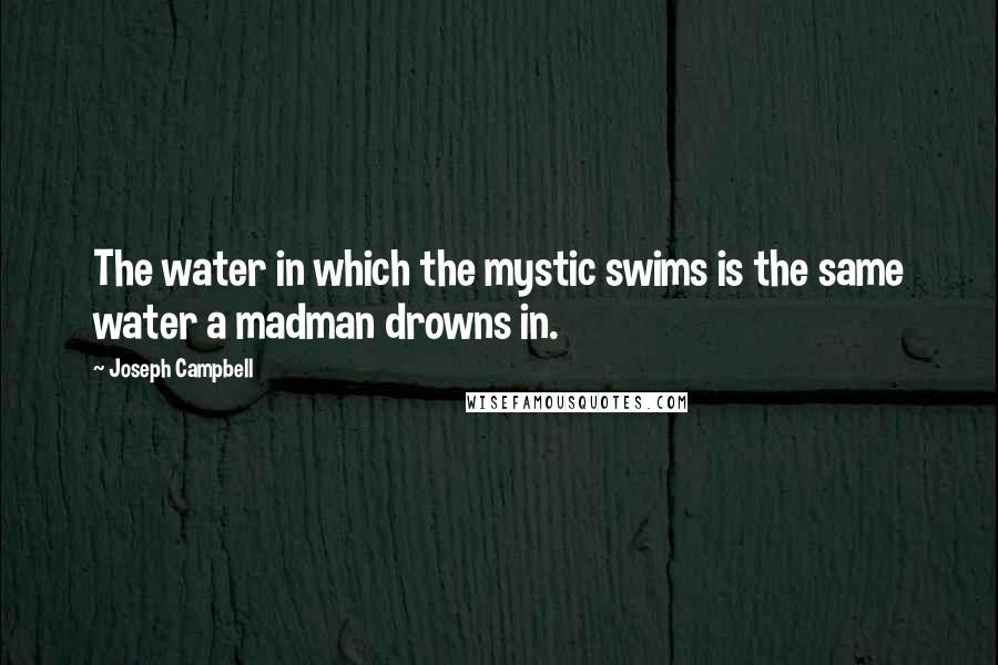 Joseph Campbell Quotes: The water in which the mystic swims is the same water a madman drowns in.